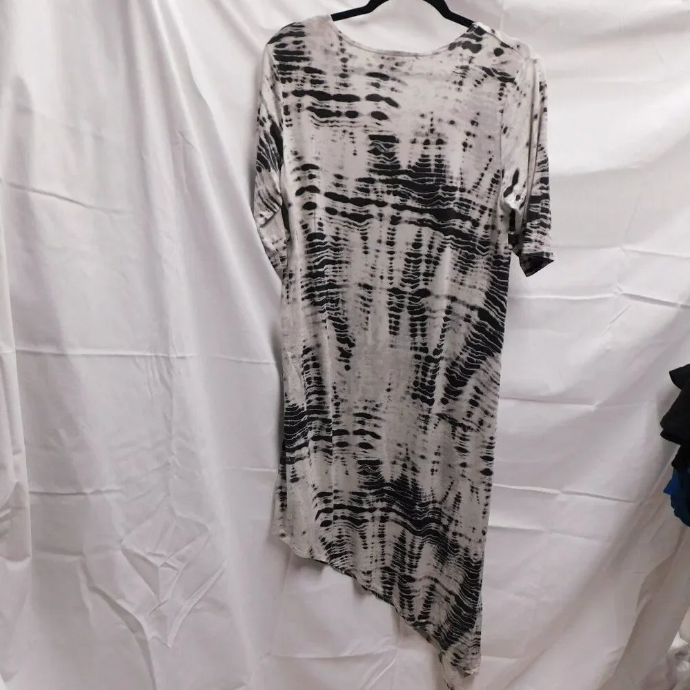Bryn Walker S Black & White Tie Dye Assym Maxi Dress EUC - Picture 4 of 4